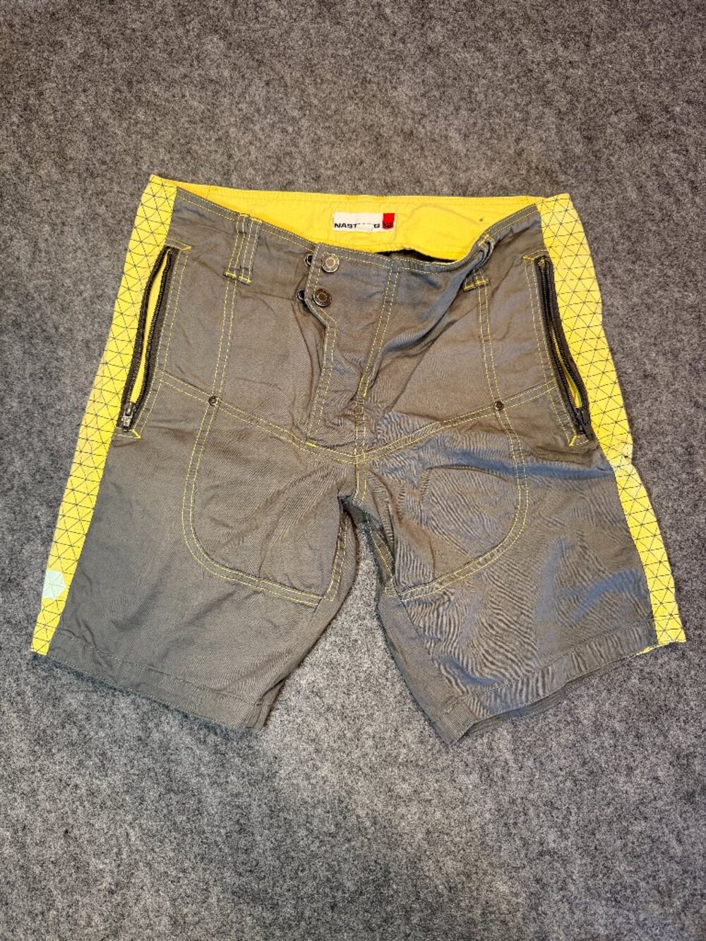 Nasty Pig Men's Vintage Gray Yellow Utility Moto Shorts Size 29